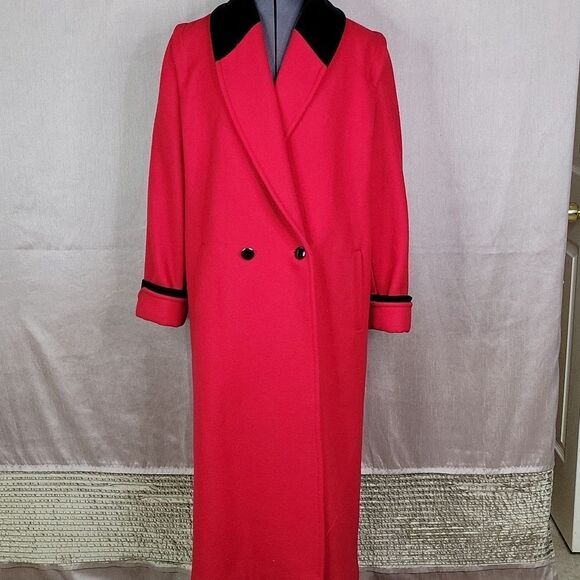 INTERNATIONAL SCENE Vintage‎ Red Wool Maxi Coat Size 5/6 - Picture 1 of 11